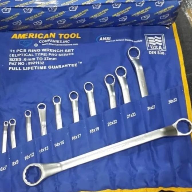 American Tools Double Ring Spanner - Kunci Ring Set 11 Pcs 6 - 32 Mm Terbaru