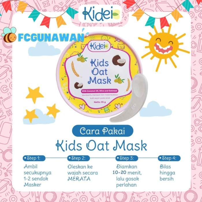 Kidei Kids Oat Mask / Face Mask Kids / Masker Wajah Anak
