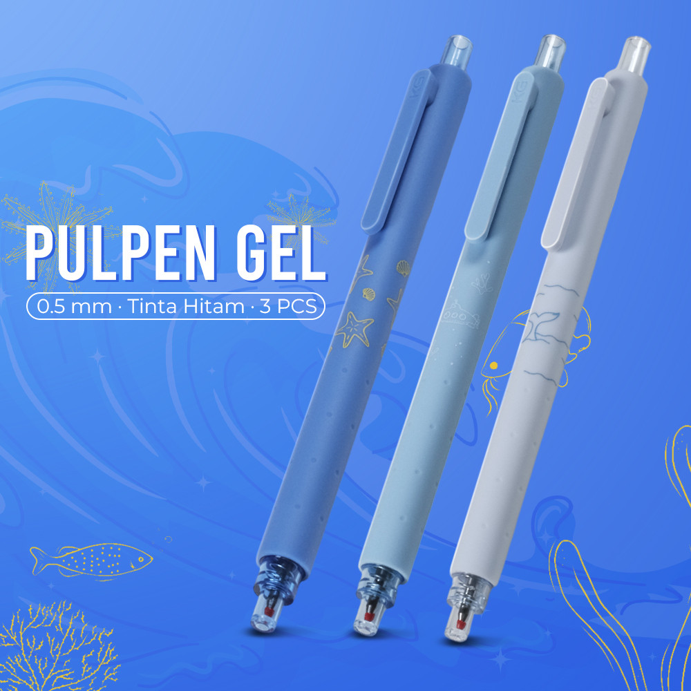 

Pena Pulpen Gel Marine Pen 0.5mm Tinta Hitam 3 PCS - K1028 - Biru | PBN