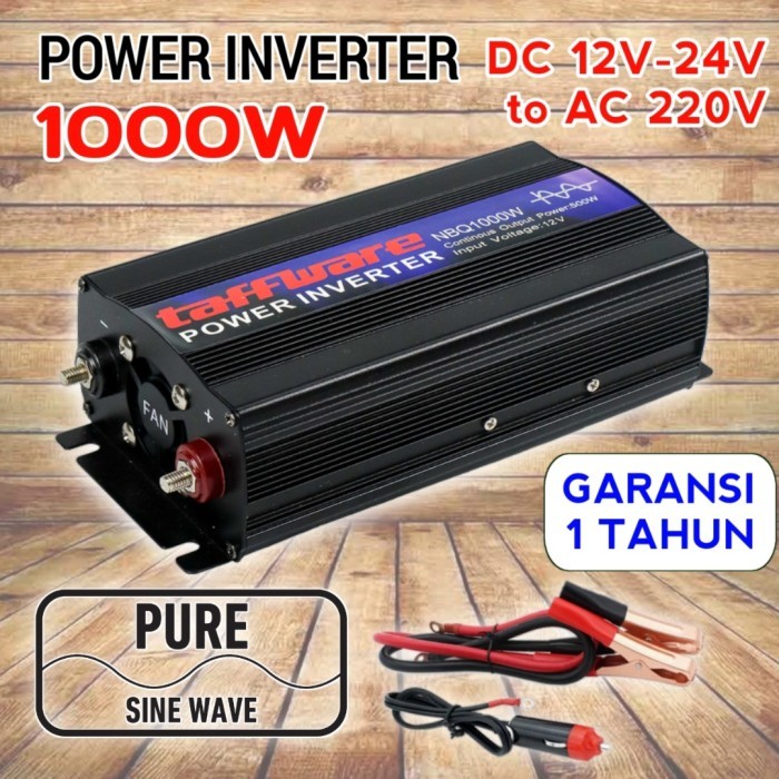 Power Inverter 1000 Watt Pure Sine Wave DC 12V ke AC 220V Taffware PSW
