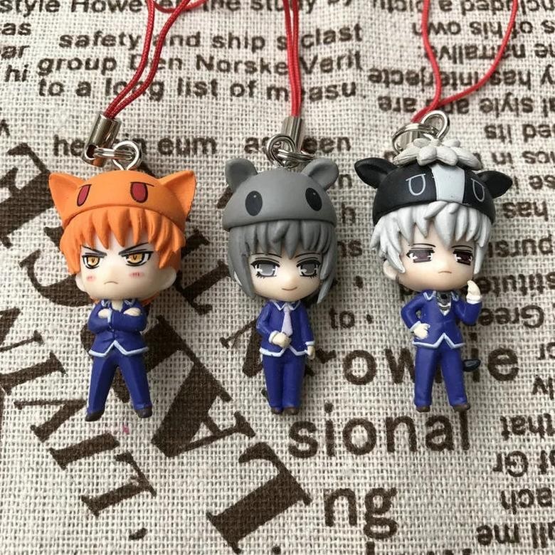 fruits baskets tohru honda sohma kyo sohma yuki gacha action figure model toy cartoon anime keychain