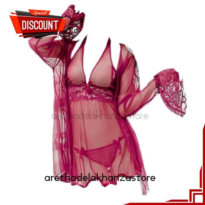 LINGERIE BAJU TIDUR HARAM ROBE KIMONO LENGAN PANJANG SEXY SEKSI FREE ONGKIR BY ARETHA DELA KHANZA ST