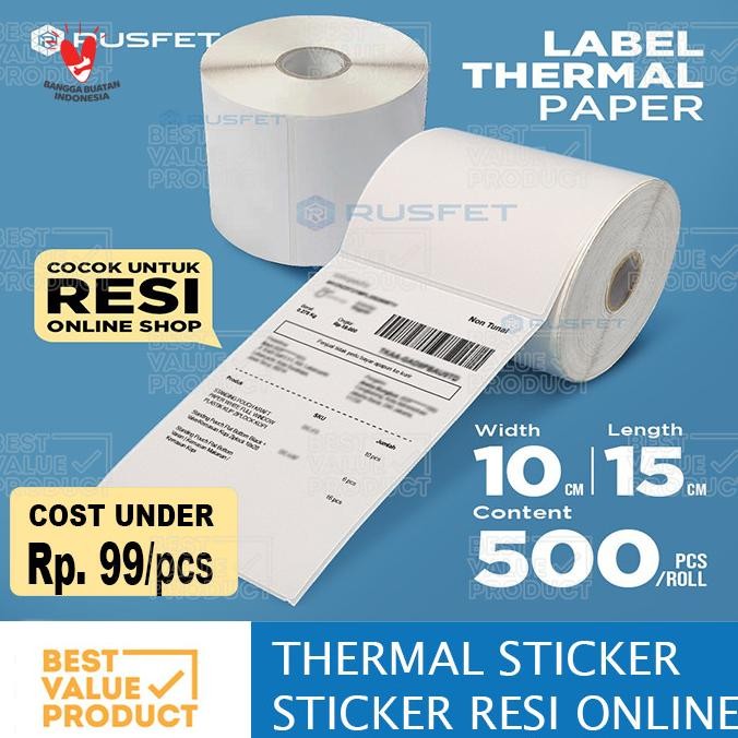

Sale Label Thermal Paper A6 500Pcs | Kertas Stiker Resi Barcode 100X150Mm