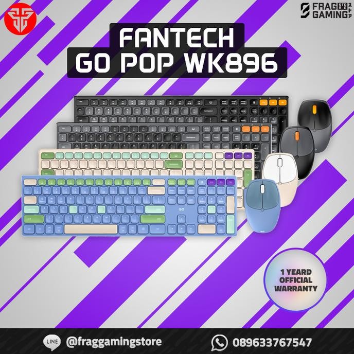 Fantech Wk895 / Wk-895 Bundle Wireless Keyboard & Mouse Pop Combo Ready