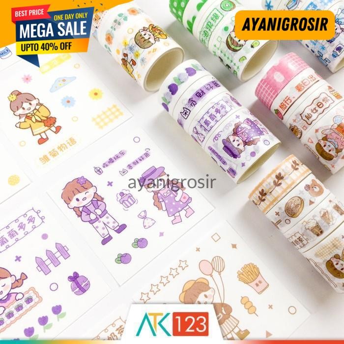 

BEST SELLER SELOTIP KERTAS WASHI / MASKING / PAPER TAPE AND STICKER SET XM20 BY AYANI GROSIR !!