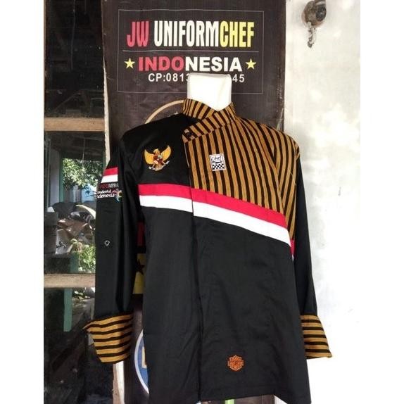 Baju Chef Baju Koki Lengan Panjang  INDOCHEF UNIFORM Kombinasi BATIK E82JA