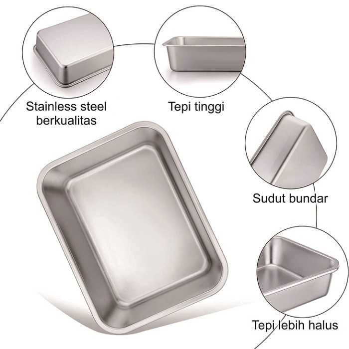 NAMPAN STAINLESS STEEL PERSEGI TEBAL TINGGI 10 CM