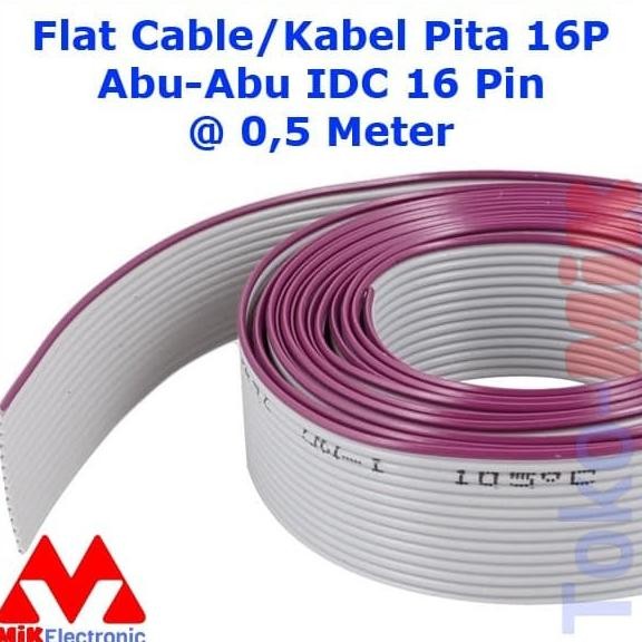 Terbaru FLAT CABLE / KABEL PITA 16P ABU - ABU IDC 16 PIN @ 0,5 METER tokmi99 Ayo Beli