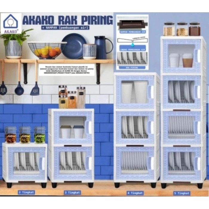 Rak Piring Plastik Akako + Nampan Pembuangan NEW 3 Susun