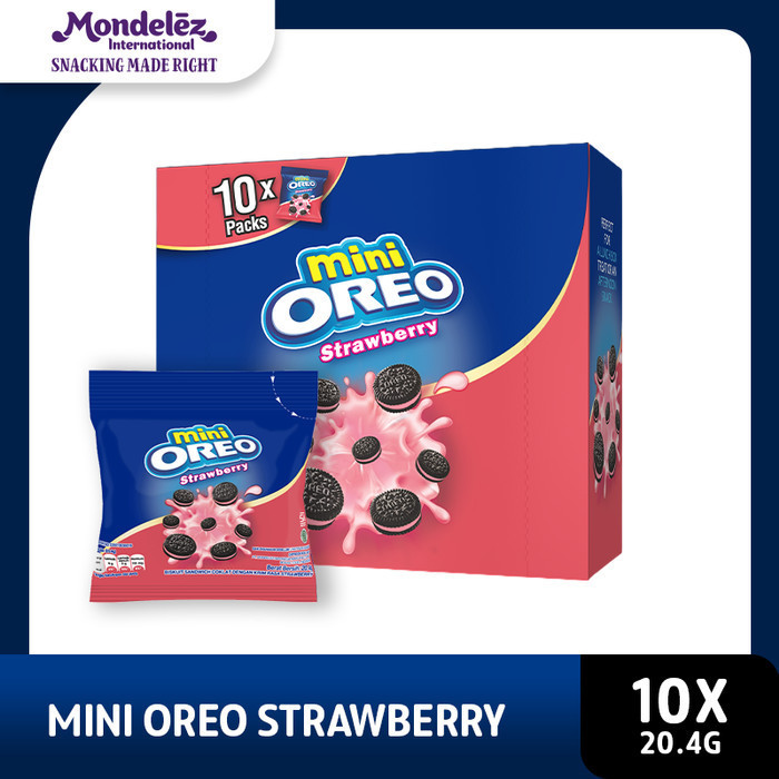 

STOK TERBATAS Mini Oreo Biskuit Strawberry Pouch 10x20.4g- Snack