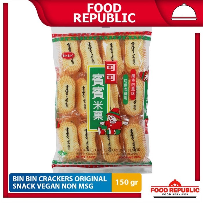 

TERBARU BIN BIN RICE CRACKERS rasa Original 150 GR Snack Vegan Tanpa MSG