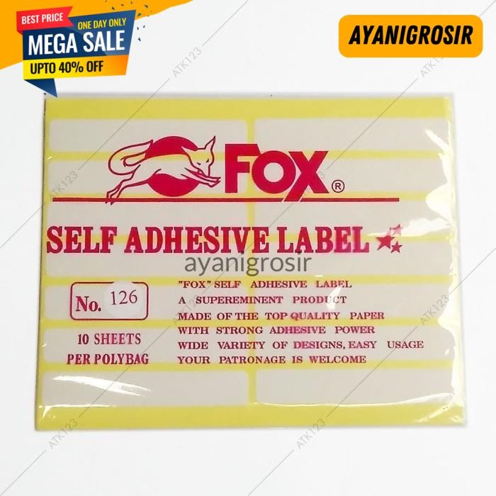 

HOT DEAL KERTAS / LABEL STIKER FOX NO. 126 UK. 17 X 100 MM (PERSEGI PANJANG) BY AYANI GROSIR !!