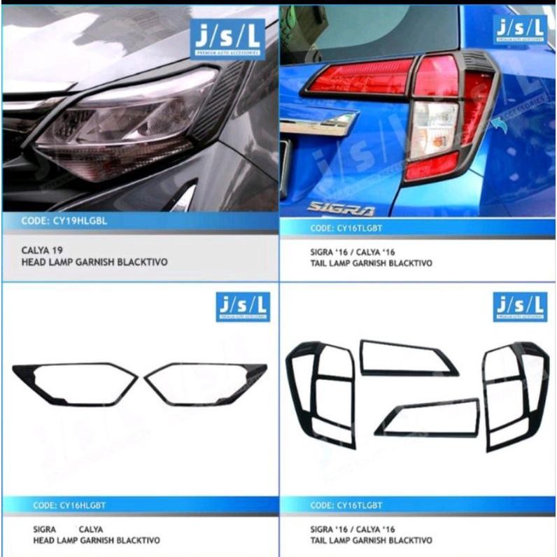 Calya Sigra 19 2019 - 2022 Paket Garnis List Lis Lampu Depan & Belakang Hitam Doff Jsl