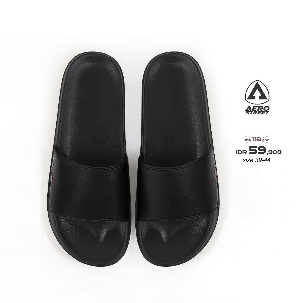 Termurah Aerostreet 39-44 Axel Hitam Hitam - Sandal Selop Pria Wanita Baaaa Promo