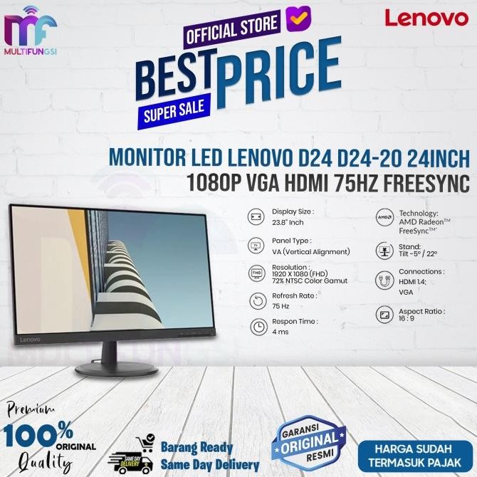

Monitor LED Lenovo D24 D24-20 24Inch 1080p VGA HDMI 75Hz FreeSync