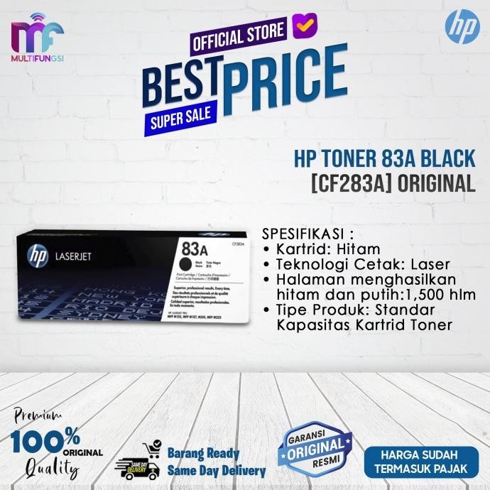 

HP Toner 83A Black CF283A ORIGINAL 100% [GAK ORI UANG KEMBALI] ASLI
