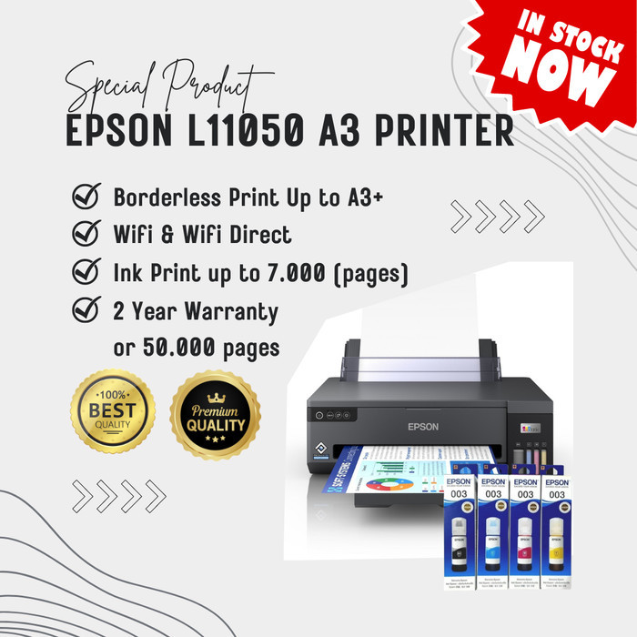 TERBARU - Printer Epson EcoTank L11050 A3+ Wireless Pengganti L1300 Garansi