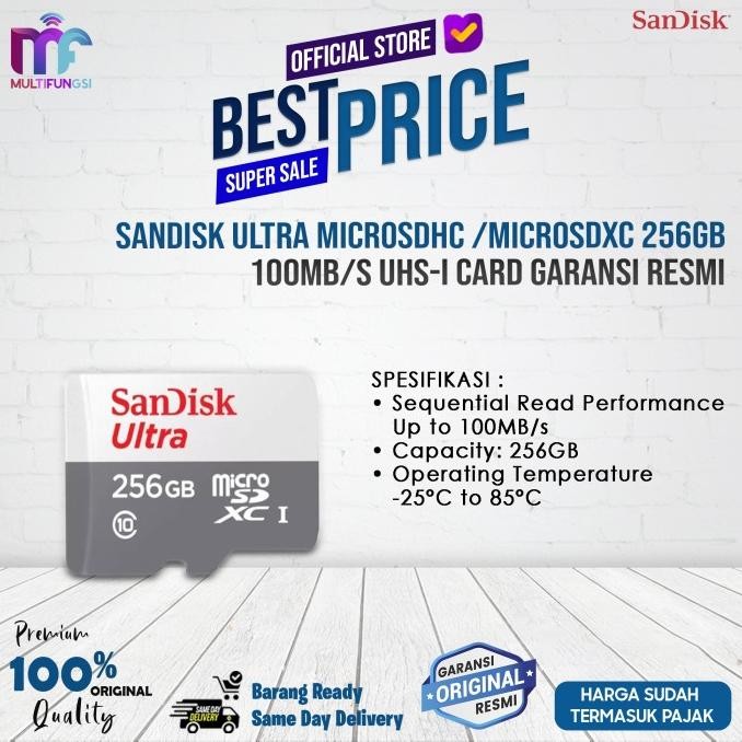

Sandisk Ultra MicroSDHC /microSDXC 256GB 100MB/s UHS-I Card Garansi Resmi