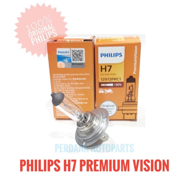 BOHLAM PHILIPS H7 PREMIUMVISION +30% LEBIH TERANG BOHLAM MOTOR MOBIL