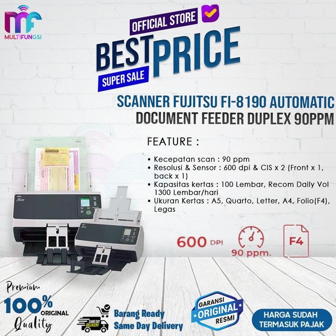 

Scanner Fujitsu / Ricoh Fi-8190 Automatic Document Feeder Duplex 90ppm