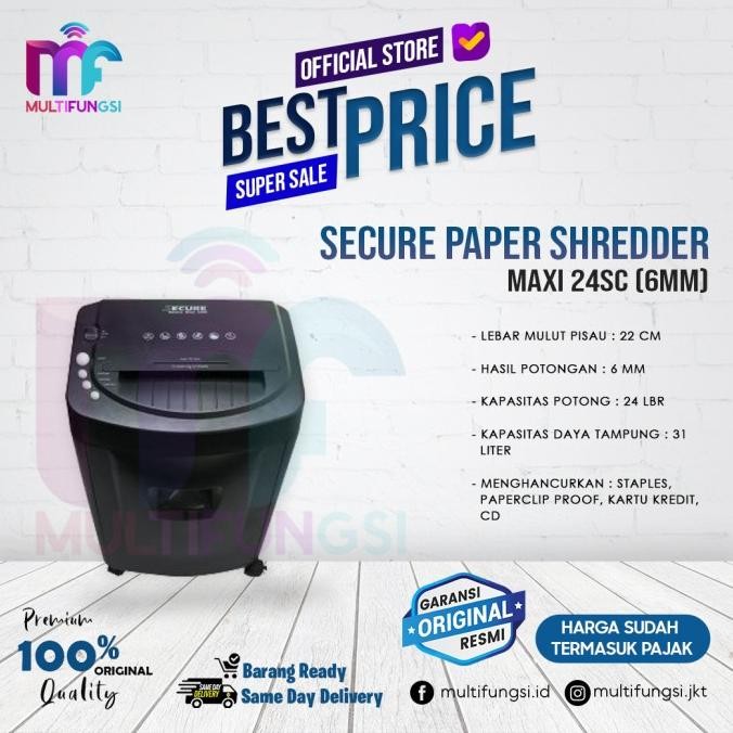 

Secure Maxi 24-SC Paper Shredder (6mm) Mesin Penghancur Kertas 24SC