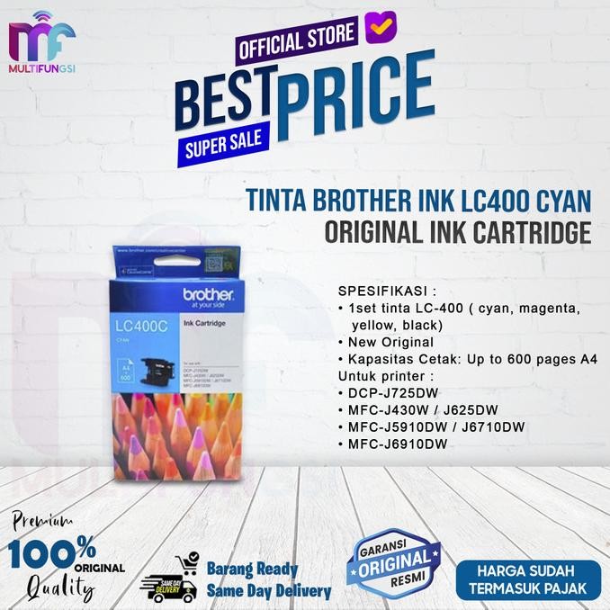 

Tinta Brother LC400 Cyan Original LC 400 LC-400 / LC400C - Cyan