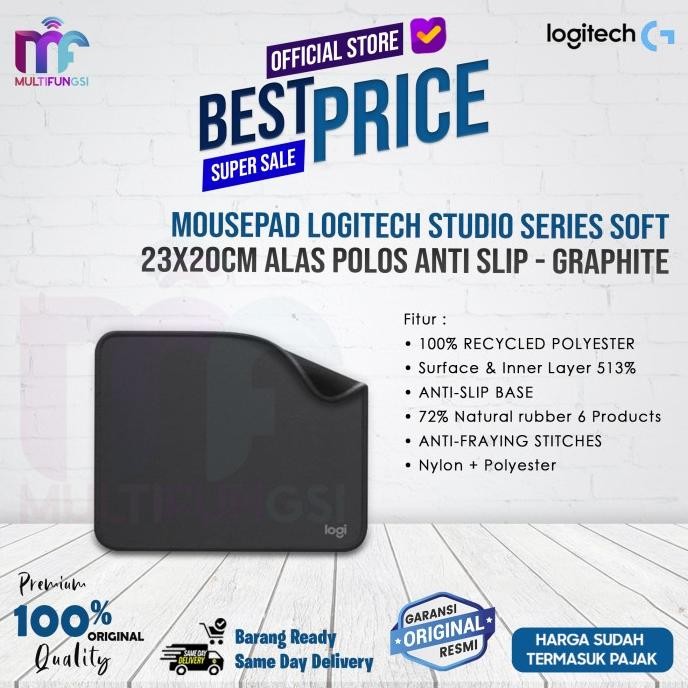 

Mousepad Logitech Studio Series Soft 23x20cm Alas Polos Anti Slip