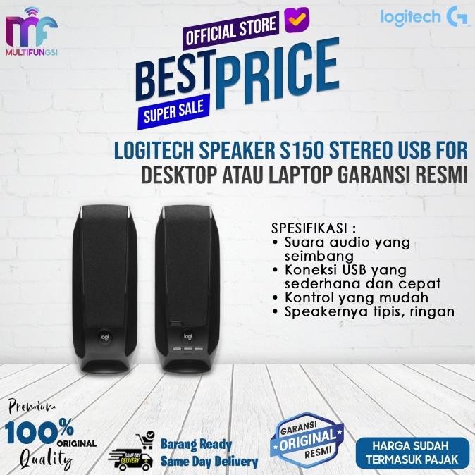 

Logitech Speaker S150 Stereo USB For Desktop atau Laptop Garansi Resmi