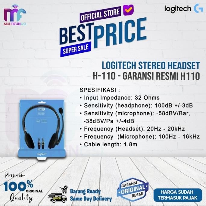 

Head set LOGITECH H-110 3.5mm dual plug computer headset H110