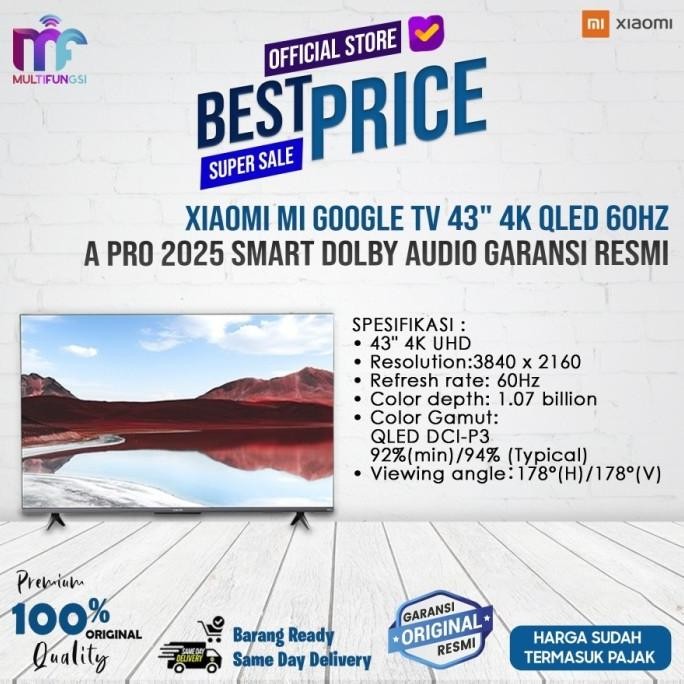 

Xiaomi Mi Google TV 43" 4K QLED 60Hz HDMI A Pro 2025 Smart Dolby Audio