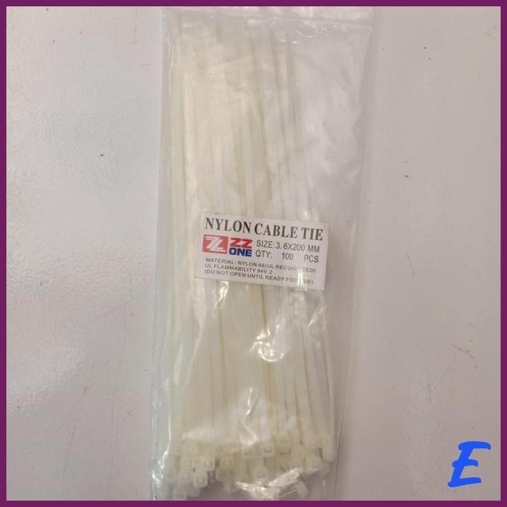 

| MAL | CABLE TIES 3,6X200 PUTIH ISI 100PCS KABEL TIS PENGIKAT PLASTIK 20CM