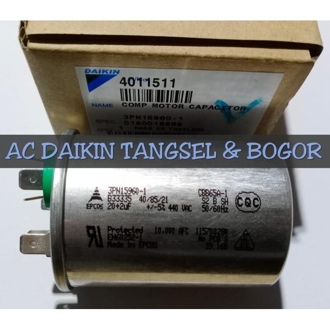 Capacitor Kapasitor Ac Daikin 1/2Pk 3/4Pk Ftne15Mv14 Ftne20 20+2Uf Ori Forsale