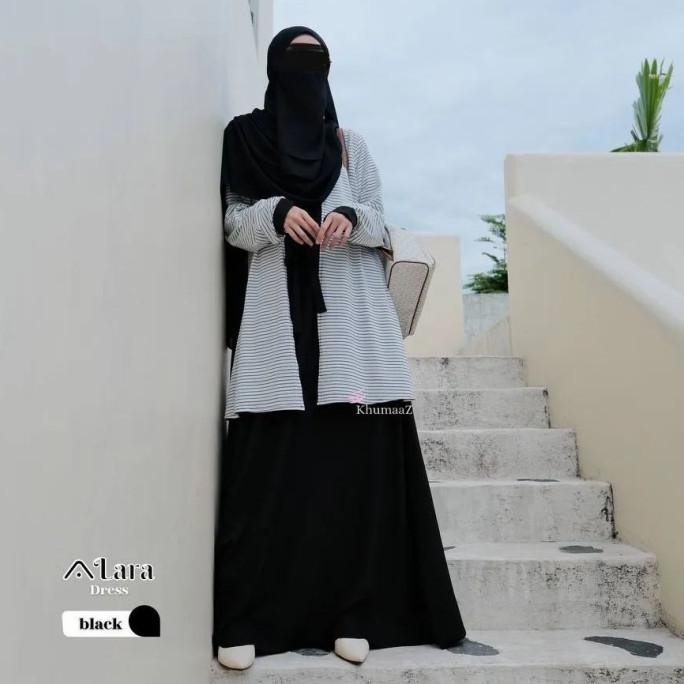 Alara Dress by Khumaaz Gamis Casual Stripe semi Outer CS