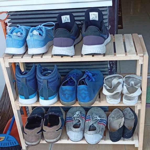 Rak sepatu kayu rak sendal Rak sandal H85S