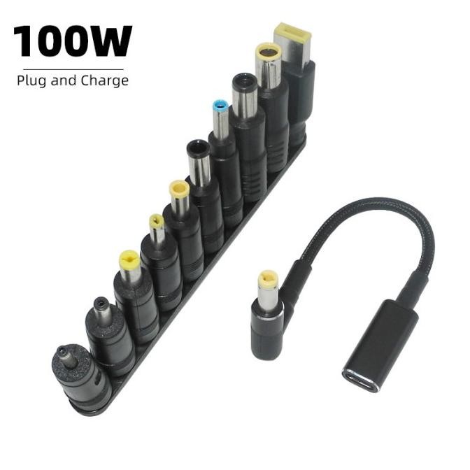 

Produk Baru!! 100W USB Type C to DC Universal Notebook Adapter 10pcs Connector Jack Laptop Cable Charger