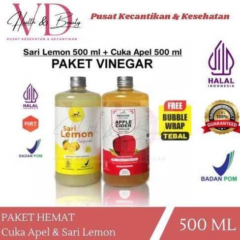 

PAKET HEMAT Apple Cider Vinegar | Cuka Apel Premium 500 & Sari Lemon 500 ml - Cuka Apel Premium Organic Original BPOM dan Halal