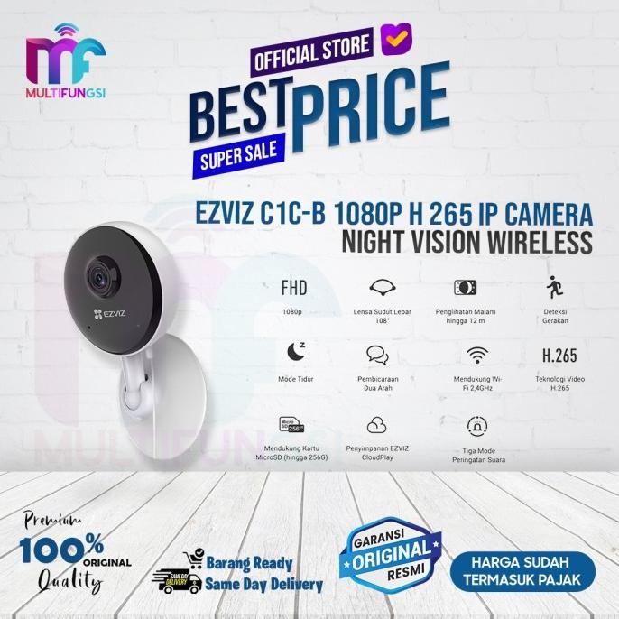 

EZVIZ C1C-B 1080P H 265 IP Camera Night Vision Wireless Garansi Resmi