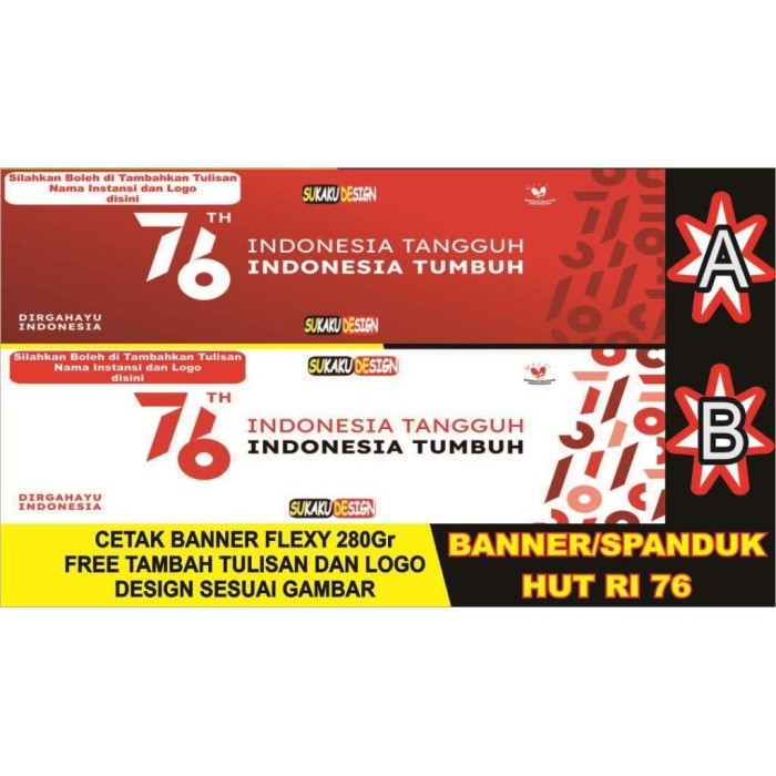 Banner - Spanduk Dirgahayu Indonesia - HUT RI 76 th (Bisa COD)