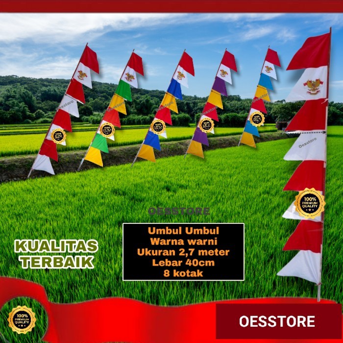 bendera umbul umbul 17 Agustus umbul umbul warna warni 20pcs / 1 kodi