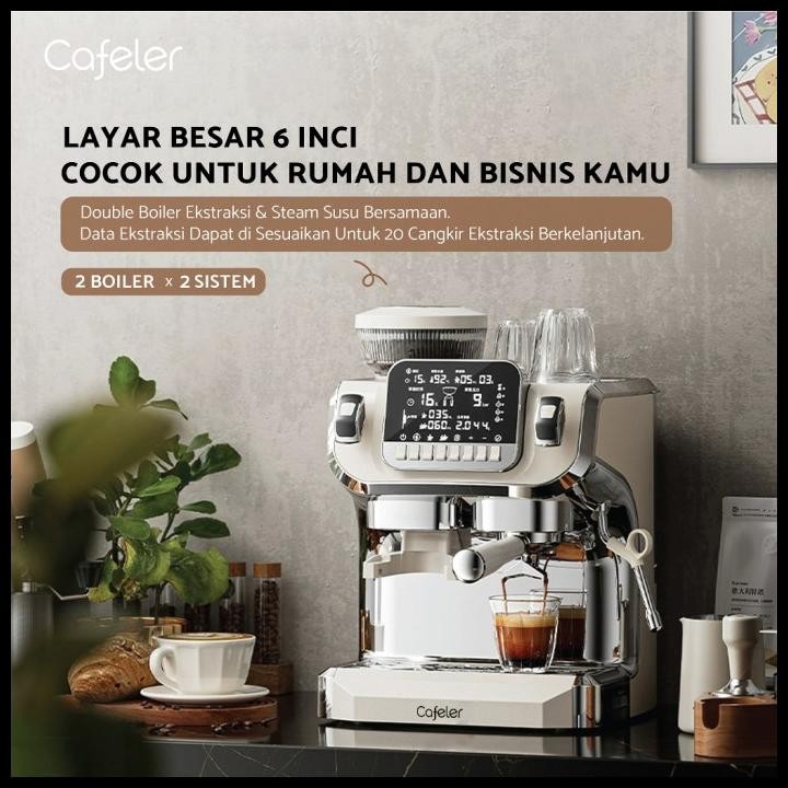 CAFELER MESIN KOPI ESPRESSO 2 BOILER COFFEE MAKER SMART SCREEN KONTROL NEW