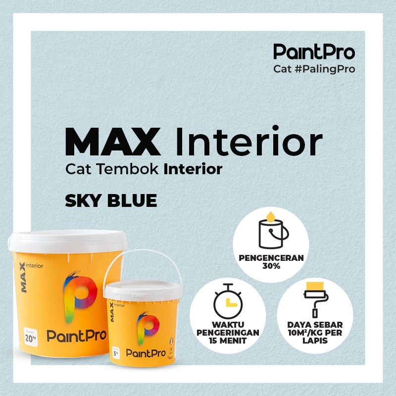 PaintPro MAX Sky Blue Cat Tembok Interior Warna Biru 20Kg