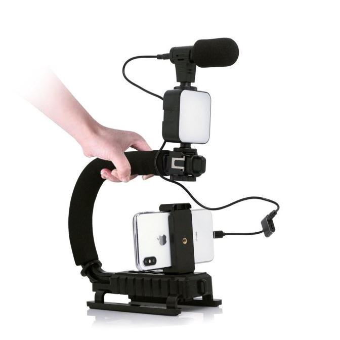 Paket Vlog Vlogger Smartphone Live Kamera Stabilizer Mic LED Youtuber REZ