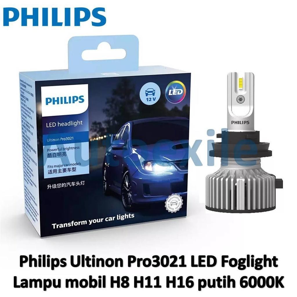 Philips Ultinon Pro3021 Led Fog H8 H11 H16 12V 24V Putih 6000K Lampu Kabut Mobil Calya Mobilio Fortu
