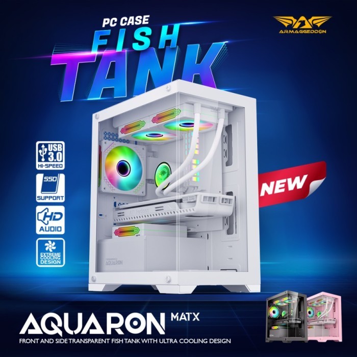 BEBAS ONGKIR - Casing PC Gaming Armageddon Aquaron M-Atx Mini ITX Micro ATX + 3 FAN