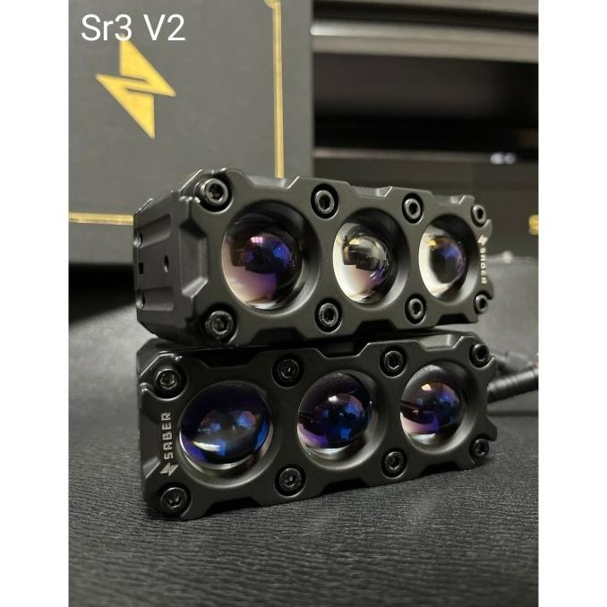 Mini Projector Saber SR3 LED grill foglamp putih 2 mode