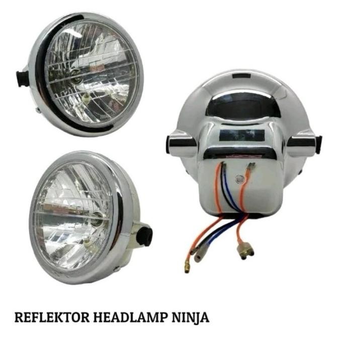 Berkualitas LAMPU DEPAN NINJA SS NINJA R HEADLAMP BULAT CHROME KOMPLIT