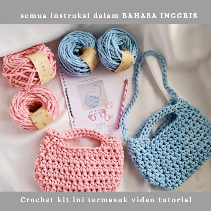 

TERMURAH - Paket merajut pemula: FEI mini bag / crochet kit | DIY kit / crochet b