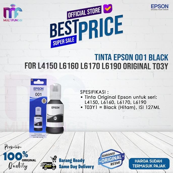 

Tinta Epson 001 Black - For L4150 L6160 L6170 L6190 ORIGINAL T03Y