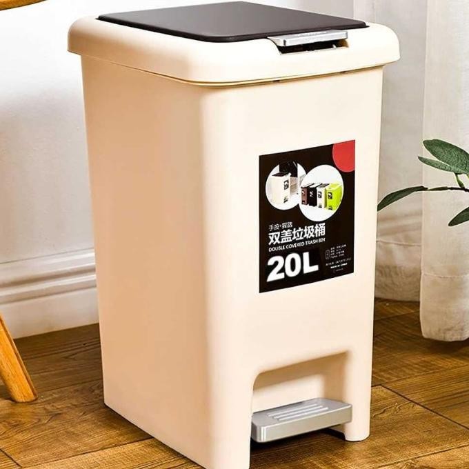 TERMURAH - Tempat Sampah Pedal Injak Kaki Tong Sampah Plastik Tertutup