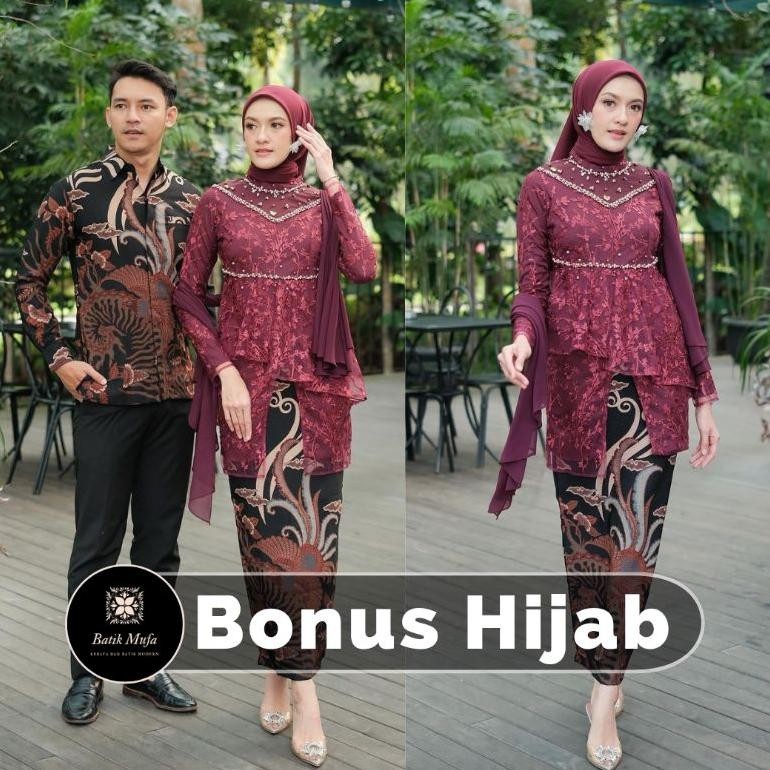 Termurah Set Couple Kaluna Maroon - Kebaya Modern Kebaya Lamaran Kebaya Tunangan Kebaya Wisuda